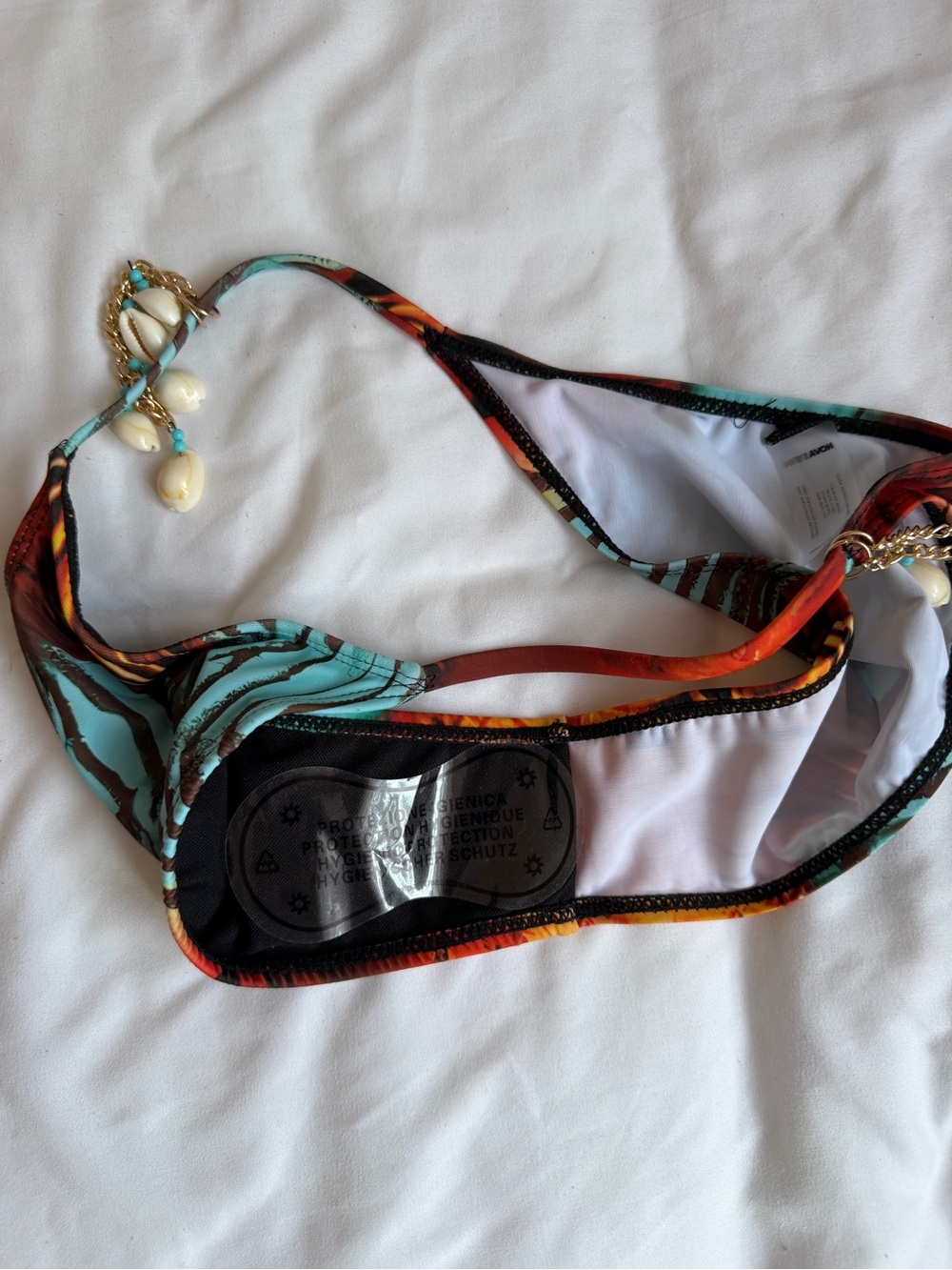 Tropical Shell-Accent Bikini Bottom - Turquoise & Rust - Picture 2 of 3